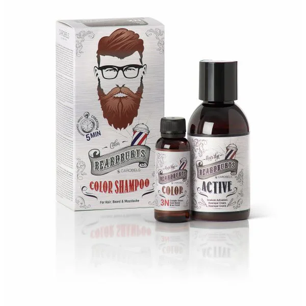 Beardburys coloring shampoo for hair and beard, dark-brown