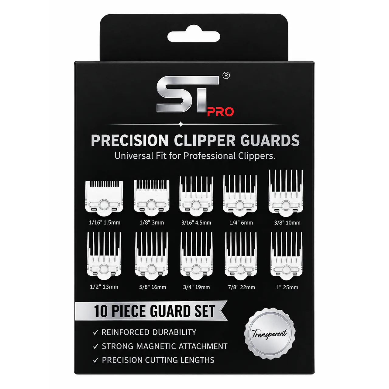 STpro Premium Magnetic CMG100 Magnetic Attachment Combs - Transparent