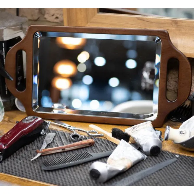 Two-handed wooden mirror for Barber - Image 4