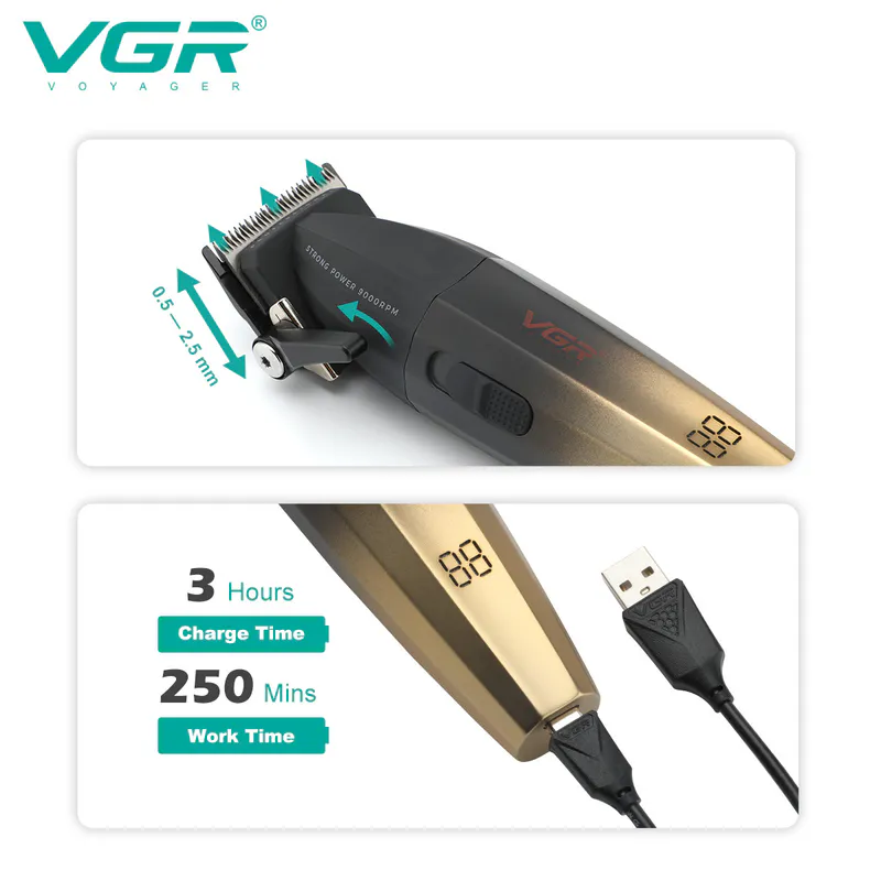 VGR VOYAGER V-003C Salon Series Hair Clipper – gold - Image 5