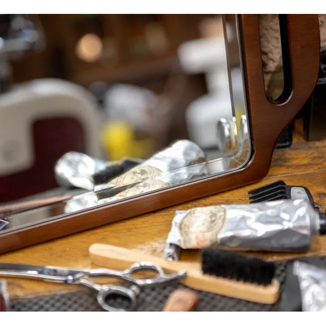 Two-handed wooden mirror for Barber - Image 2